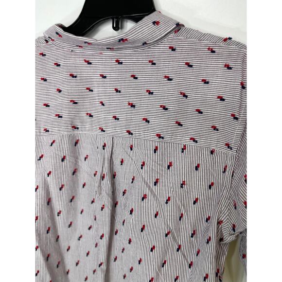 GAP blouse shirt button down women's medium purple violet red tufts details - Picture 2 of 13